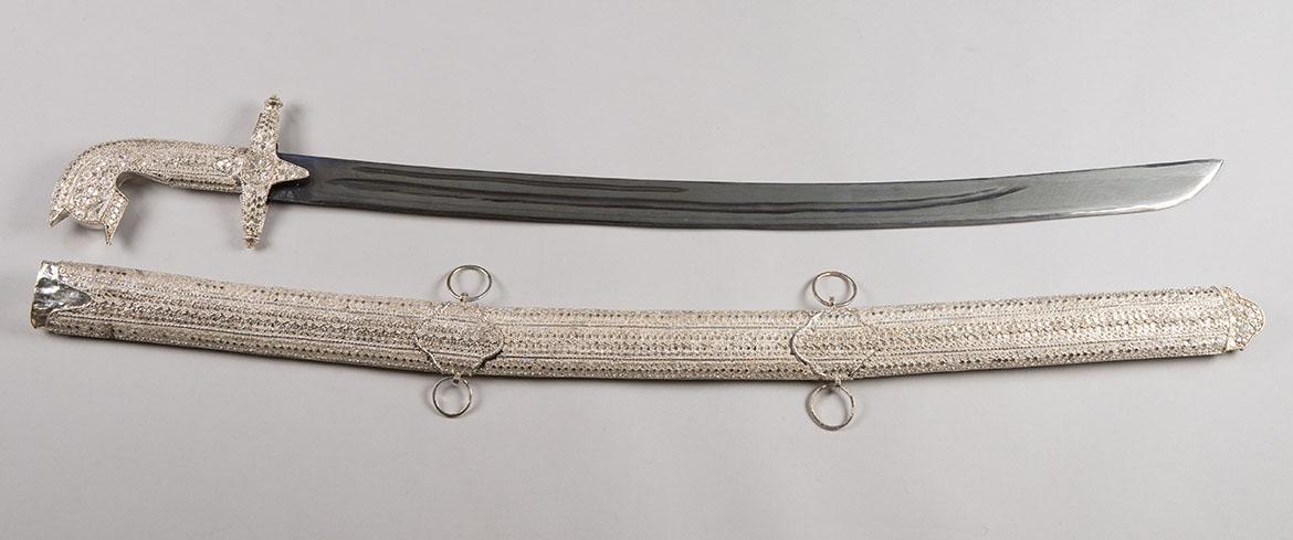 Silver filigree sword and scabbard from Yemen.
