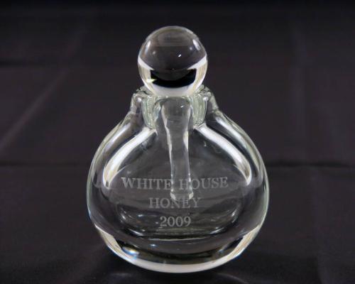 White House Glass Honey Jar and Dipper