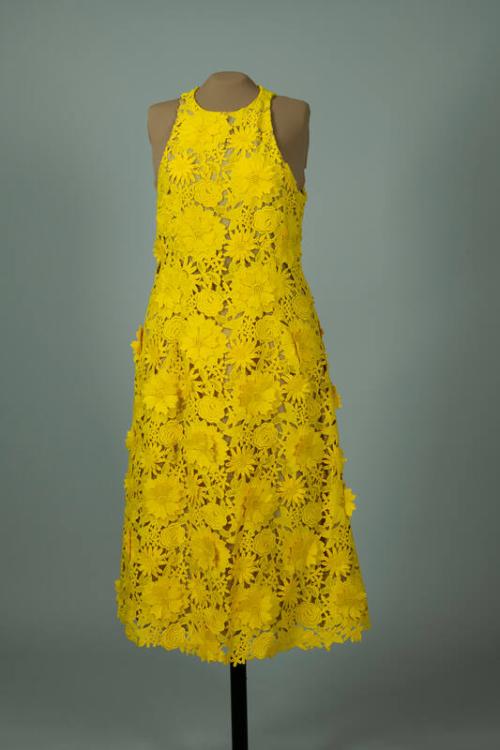 Yellow Guipure Lace Sleeveless Dress