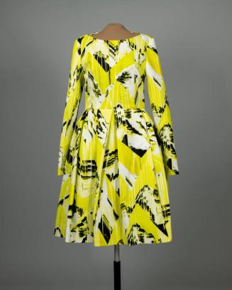 Lime Yellow-Green Graphic Print Dress