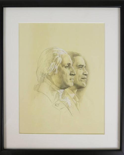 Portrait of George Washington and Barack Obama