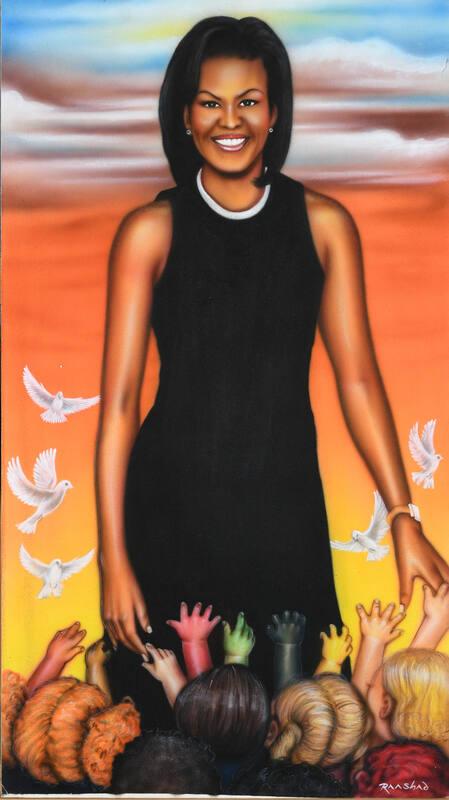 Airbrushed Michelle Obama Painting