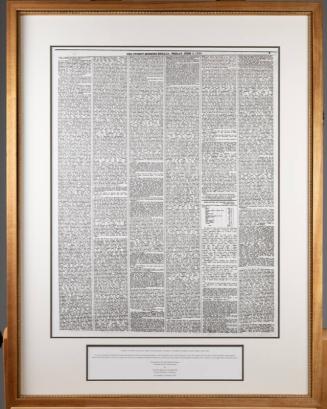Framed Facsimile of a Letter to President Abraham Lincoln in the Sydney Morning Herald