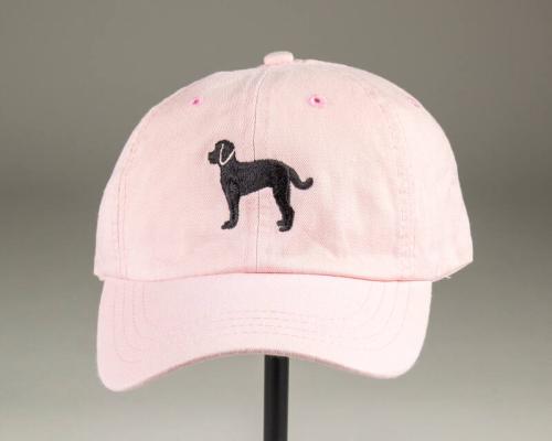Pink Hat with Black Labrador