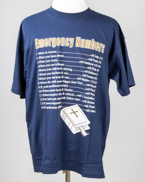 Navy Blue Emergency Numbers T-Shirt