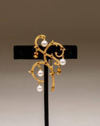 Gold, Pearl, and Citrine Branch Brooch