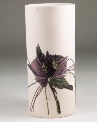 Embroidered Black Iris Ceramic Vase