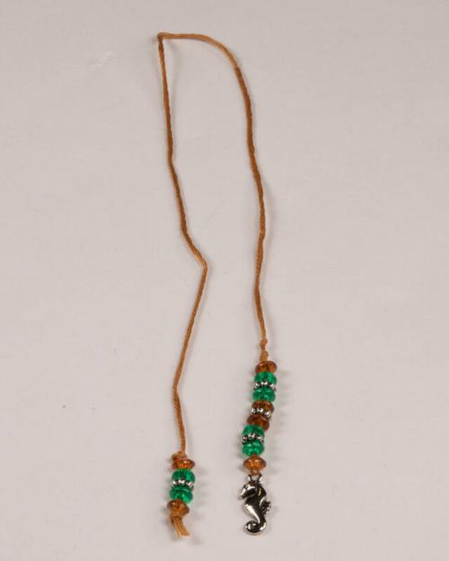 Orange, Silver, and Green String Bookmark