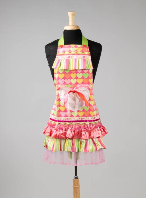 Heart Print Ruffled Apron