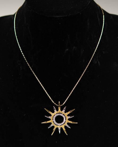 Gold Necklace with Sun Pendant