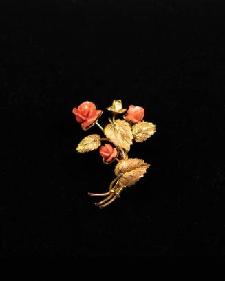 Gold and Coral Brooch