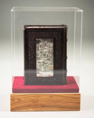 Leather Bound Tanakh with Silver Plate on Cover and Glass Display Case