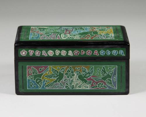 Green Bird Motif Trinket Box