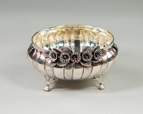 Flower Adorned Silver Bowl