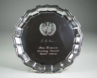 Pewter Tray with United Nations Emblem