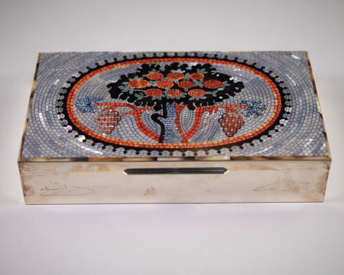 Inlaid Mosaic Silver Jewelry Box