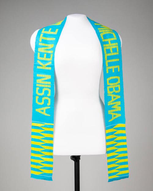 Teal and Yellow Kente Stole for Michelle Obama