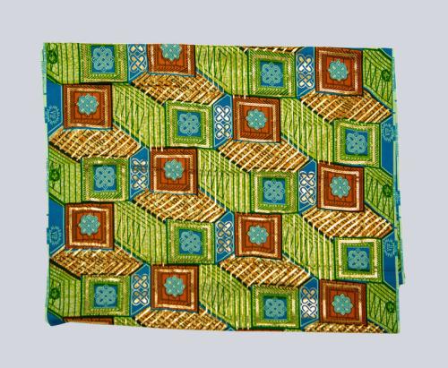 Orange, Green, Gold, and Teal Patterned Wax Cloth