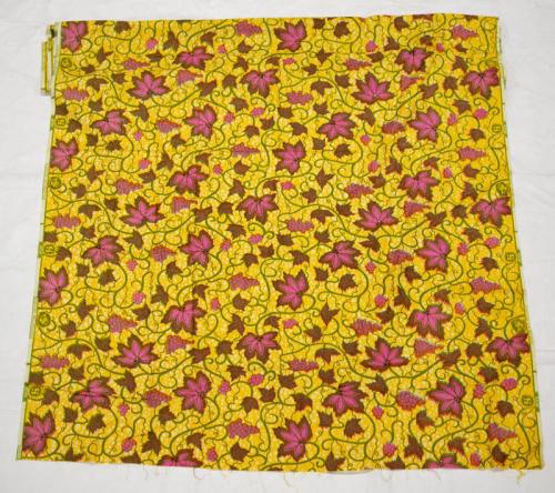 Yellow and Magenta Leaf Patterned Wax Cloth