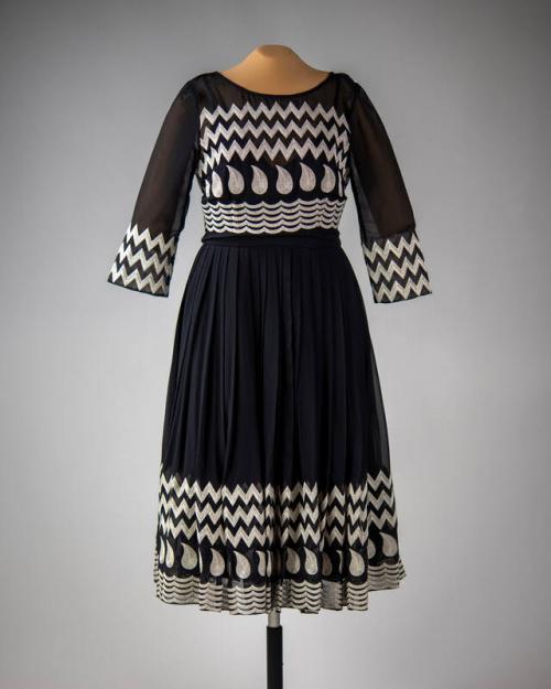 Black and Light Gray Embroidered Dress