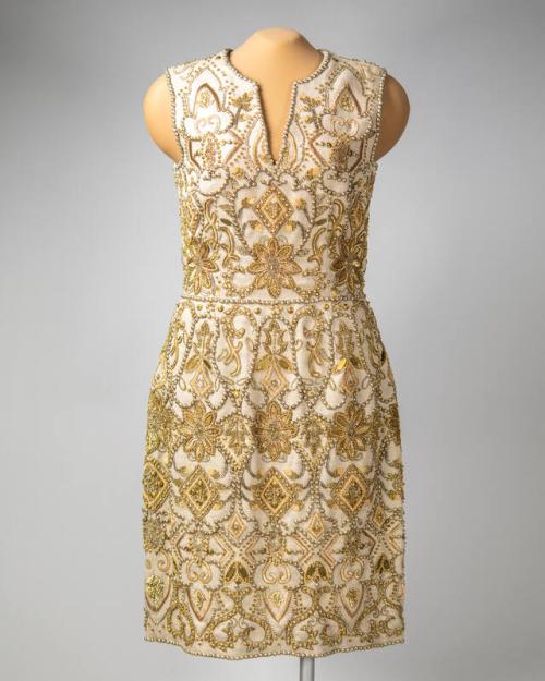 Cream and Gold Shift Dress