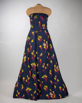 Navy and Floral Evening Gown