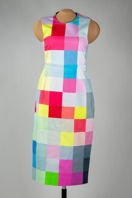 Multicolor Pixel Print Dress