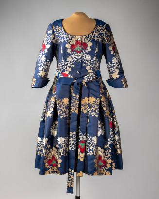 Navy Brocade Jacquard Dress