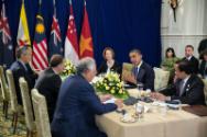 Image courtesy of the Barack Obama Presidential Library, President Barack Obama attends the Tra…