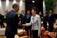 Image courtesy of the Barack Obama Presidential Library, President Barack Obama greets Prime Mi…
