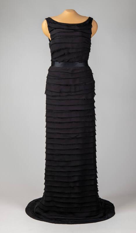 Black Ruffle Evening Gown