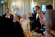 Image courtesy of the Barack Obama Presidential Library, President Barack Obama offers a toast …