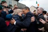 Image courtesy of the Barack Obama Presidential Library, President Barack Obama greets a local …