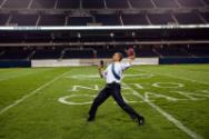 Image courtesy of the Barack Obama Presidential Library, President Barack Obama throws a footba…