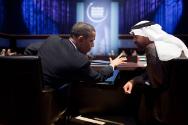Image courtesy of the Barack Obama Presidential Library, President Barack Obama talks with Crow…