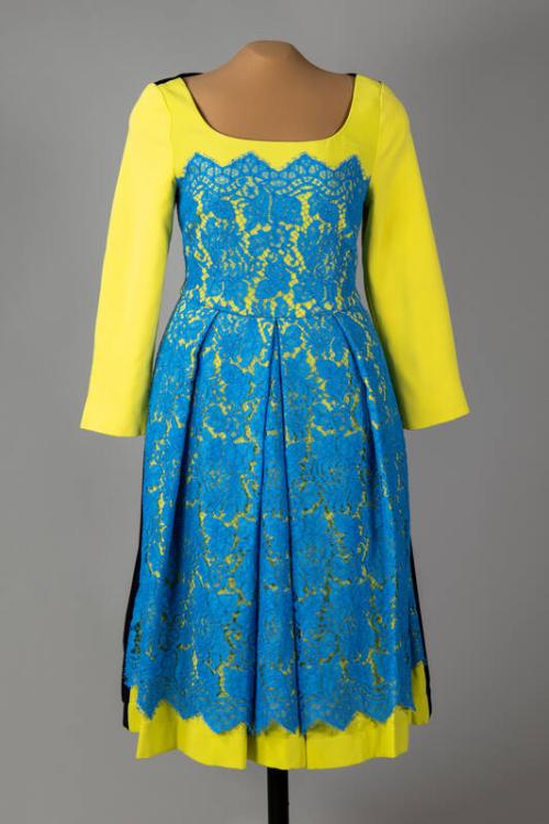 Yellow and Blue Lace Dress