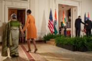 Image courtesy of the Barack Obama Presidential Library, First Lady Michelle Obama escorts Mrs.…