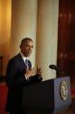 Image courtesy of the Barack Obama Presidential Library, 
President Barack Obama delivers rema…