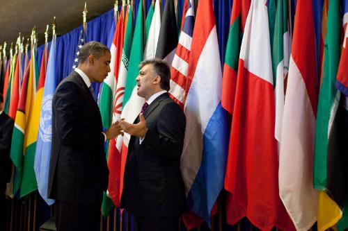 Image courtesy of the Barack Obama Presidential Library, President Barack Obama talks with Turk…