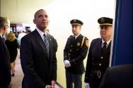 Image courtesy of the Barack Obama Presidential Library, President Barack Obama waits backstage…