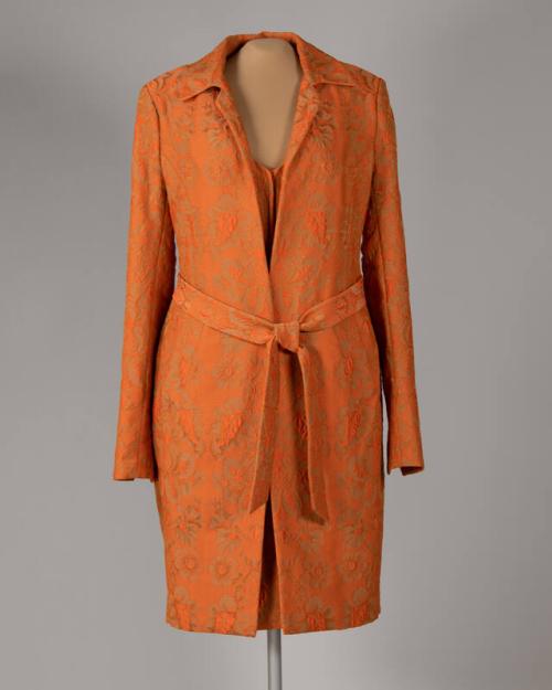 Tan and Orange Floral Overcoat