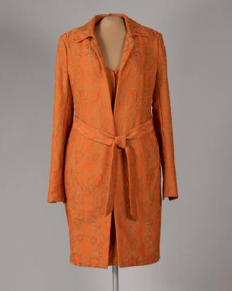 Tan and Orange Floral Overcoat