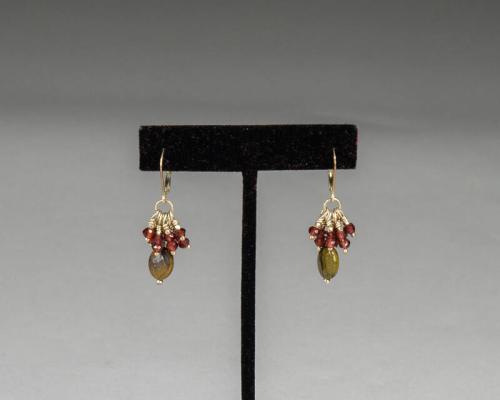 Silver, Garnet, And Jasper Earrings