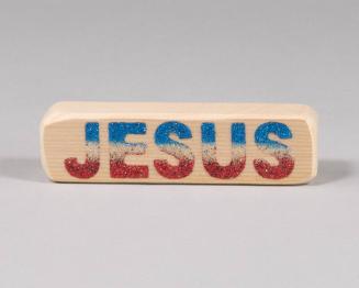 Red, White, and Blue Glitter Jesus Wood Block