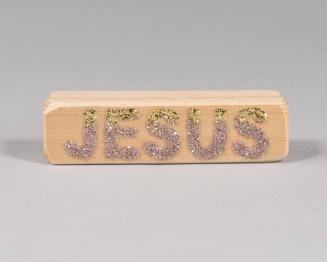 Lavender and Gold Glitter Jesus Wood Block