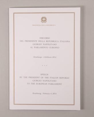 Pamphlet of a Speech by Giorgio Napolitano