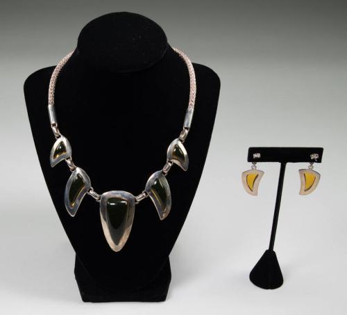 Amber and Silver Jewelry Set