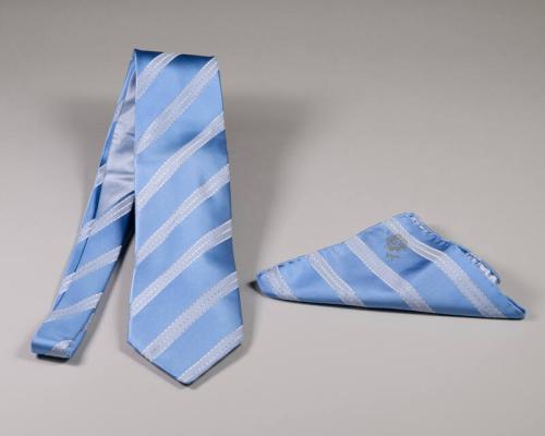 Blue Striped Silk Tie and Handkerchief