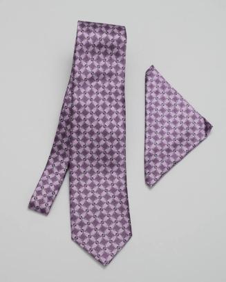 Purple and Pink Necktie and Pocket Square