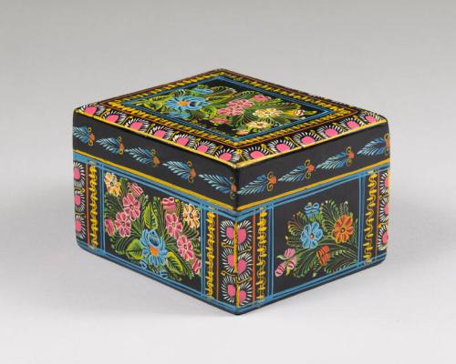 Black and Floral Mexican Lacquerware Box